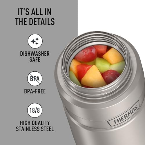 THERMOS Stainless King Food Jar with Bowl, 24oz, Matte Steel