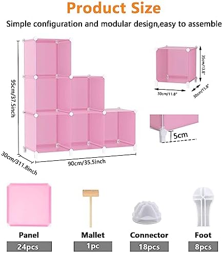 AWTATOS Cube Storage Organizer, Closet Organizers, 6 Cube Shelf, Pink