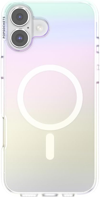 PopSockets iPhone 16 Plus Phone Case with MagSafe- Shimmer | Magnetic, Wireless Charging, Camera & Drop Protection, Rainbow, Colorful, iPad, Removable, Popper