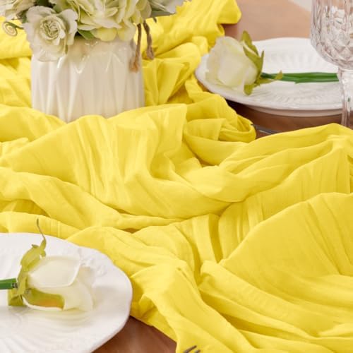 Yellow Cheesecloth Table Runner Fall Boho Wedding Birthday Home Decor