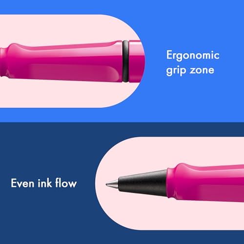 Lamy safari pink - Rollerball Pen with ergonomic grip & line width M - for pleasant long writing - made of robust ASA plastic - including rollerball refill M 63 in black