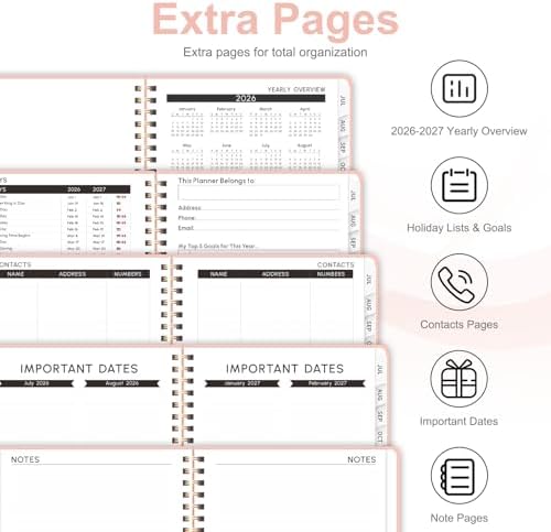 Planner 2026-2027, Weekly and Monthly Academic Planner, July 2026 - June 2027, Hardcover Calendar Agenda Book for School Year Planning, School Supplies for Teacher and Student, A5(6.3'' x 8.5'')