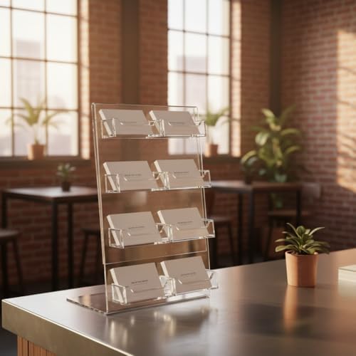 Azar Displays 252048 8.5" W x 11" H Vertical Slanted L-Shape Sign Holder with 8 Gift Card pockets (Pack of 2)