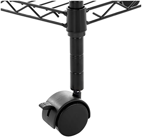 Amazon Basics 3-Shelf Adjustable Heavy Duty Storage Shelving Unit on 2" Wheels, Metal Wire Rack for Garage, Utility Shelving with Leveling Feet, 23.2"L x 13.4"W x 32.75"H, Black