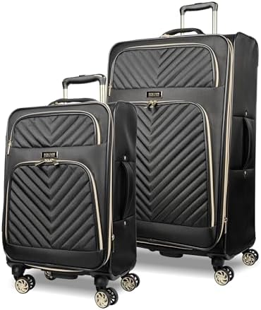 Kenneth Cole REACTION Chelsea Chevron Quilted Luggage, Black, 2-Piece Set (20"/28")