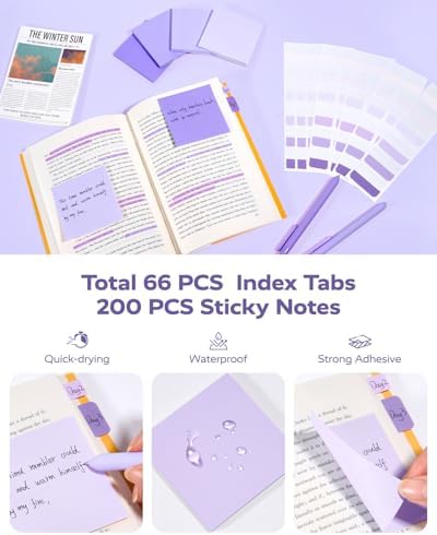 Four Candies Aesthetic Purple School Supplies Kit with Case for Girls | Back to School Stationery Set with Pens, Highlighters, Mechanical Pencils, Sticky Notes for Students, College, Journaling