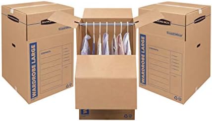 Bankers Box 3-Pack Tall Wardrobe Moving Boxes, 24" x 24" x 40"