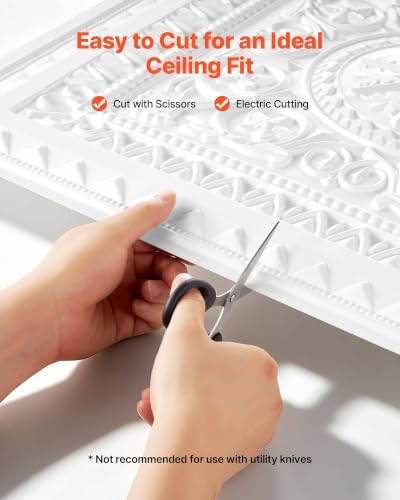 VEVOR 24 x 24 in PVC Ceiling Tiles 12-Pack White 3D Geometric Panels, Smooth PVC Sheet for Drop Grid only, Impact-Resistant, Paintable Surface, Easy Cut, Modern Decorative Style for Home, Office