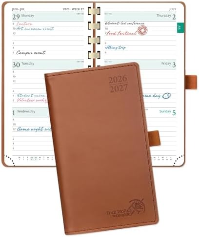 POPRUN Pocket Planner 2026-2027, Small 3.5''x6.5'' Academic Pocket Calendar