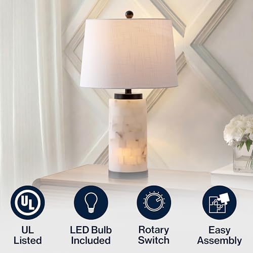 JONATHAN Y Eliza 25.5" Alabaster 2-Light Table Lamp, White/Black