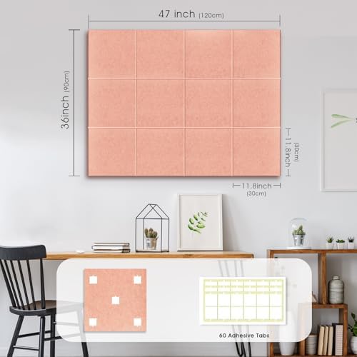 48" x 36" Large Felt Bulletin Board 1/2" Thick, Pink