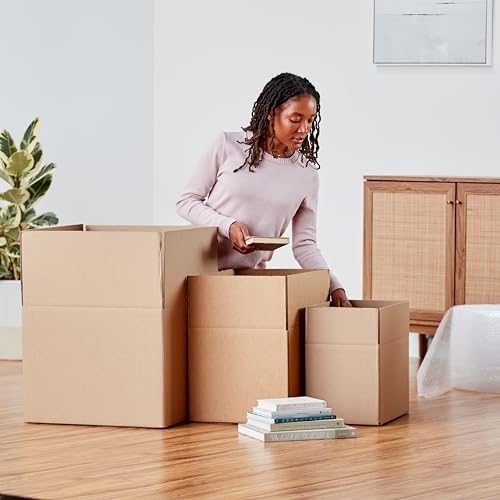 Amazon Basics Cardboard Moving Boxes, Large 20" x 20" x 15", Brown, 12-Pack