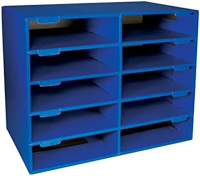 Classroom Keepers Sturdy Cardboard Mailbox, 10-Slot, Blue, 16-5/8"H x 21" W x 12-7/8"D, 1 Unit
