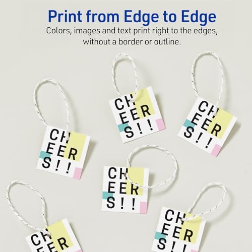 AVERY Square Tags White 1.5 inch | Printable | Pre-Punched with Strings | For Gifts and Products | Pack of 5, 1000 Count