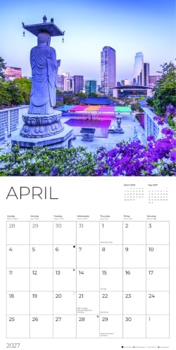 World Travel 2027 Wall Calendar, 12 x 24 Hanging Pacific Waters Press