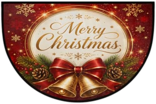 Christmas Half Round Door Mat Welcome Entrance Rug Outdoor Indoor A1