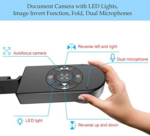 8MP USB Document Camera for Teachers and Classroom for A3 A4 Size with Dual Mic, 3-Level LED Light, Up and Down, Left and Right Image Inversion, for Distance Teaching & Learning