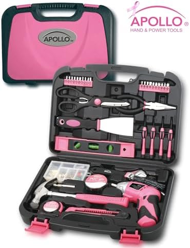 Apollo Tools 135 Piece Household Tool Set, Pink DT0773N1