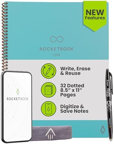 Rocketbook Core Reusable Smart Notebook, Letter Size 8.5x11, Teal