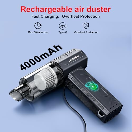 Compressed Air Duster&Vacuum Cleaner, 3-in-1 150000RPM Cordless Air Blower