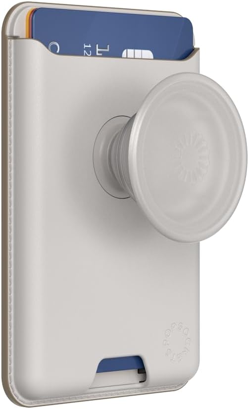 PopSockets Phone Wallet for MagSafe with Grip- Horchata | PopWallet, Holds 3 Cards, Magnetic, Removable, Secure, White, Electronic Accessories, For iPad/Kindle/iPhone/Android