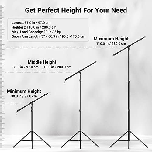 SmallRig 9.2ft Light Stand with Boom Arm, Photography Lighting Tripod