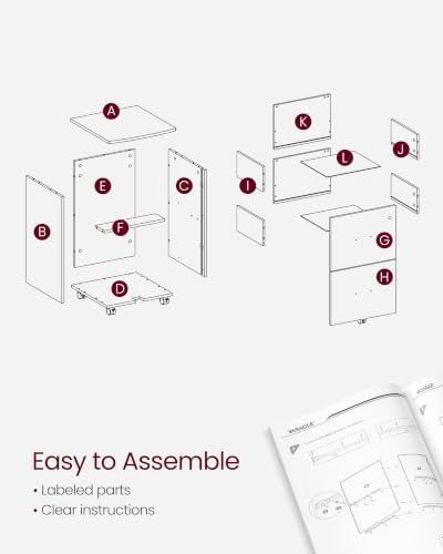VASAGLE 2-Drawer File Cabinet, Small Rolling, Locking, Printer Stand