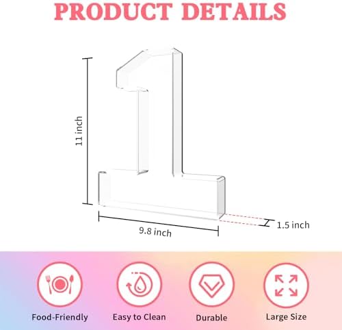11" Acrylic Number Charcuterie Tray, Fillable Number Charcuterie Box for food, Reusable Serving Cake Candy Dish Display Tray for Birthday Anniversary Party Decoration (Square Number 1)