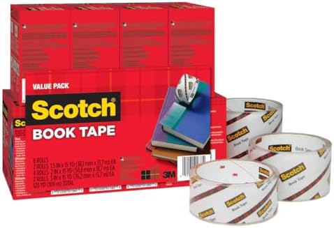 Scotch Book Tape Value Pack, Excellent for Repairing, Reinforcing Protecting, and Covering (845-VP) (Pack of 3)
