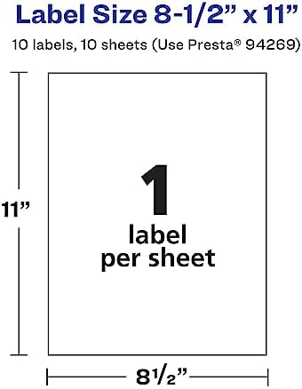 Avery Matte Clear Rectangle Sticker Sheets, 8.5" x 11", 10 Matte Clear Labels, Laser/Inkjet Printable Labels