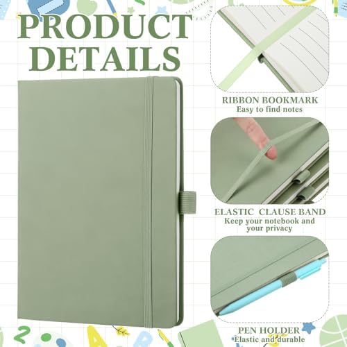 Laumoi 14 Pack Hardcover Lined Journal Notebooks Bulk,Sage Green,A5