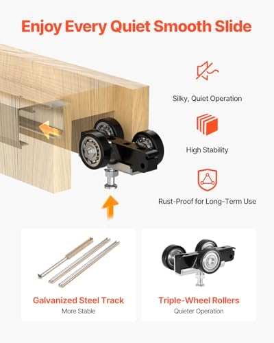 VEVOR Pocket Door Frame Kit, for 24-36 in Wide 80 in High Door, Pocket Door Kit with Two-Way Soft Close Mechanism, Slide Smoothly Quietly, Easy to Install, Wood and Galvanized Steel, for Living Room