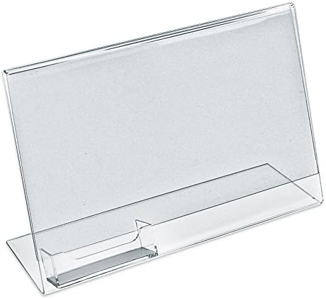 Azar Displays 252041 11" W x 8.5" H Horizontal Double Sided, Stand Up Acrylic Sign Holder with Attached Brochure Holder, 10-Pack