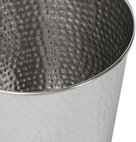 happimess Axel 2 Gal Hammered Steel Waste Bin 10", Polished Steel