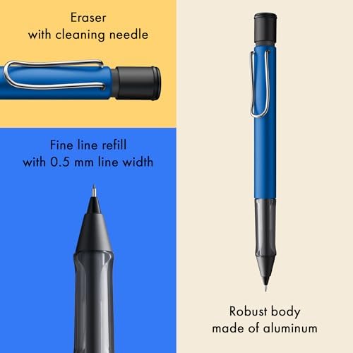 Lamy AL-star Oceanblue Mechanical Pencil - Lightweight Pencil with Transparent, Ergonomic Grip & Aluminum Housing - Pencil with M 41 Fine Line Lead in 0.5 mm Line Width & Eraser Tip