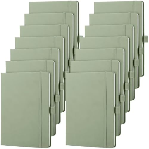 Laumoi 14 Pack Hardcover Lined Journal Notebooks Bulk,Sage Green,A5