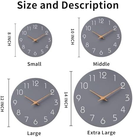 Mosewa Wall Clock 14" Battery Operated Silent Non-Ticking Simple Modern