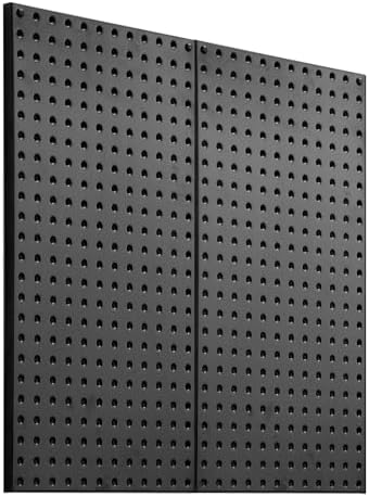 VEVOR Metal Pegboard Panels, 24" x 12" Pegboard, 2 Panels, Heavy Duty Steel Peg Board Wall Organizer, for Living Room Garage Tool Storage Workbench Office Organization Craft Room Kitchen Home, Black