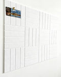 12-Pack White Felt Wall Tiles(11.8'' x 11.8'' Each), 36'' x 48'' Large Cork Board Alternative, Self-Adhesive Bulletin Pin Board for Office Home Kitchen Photos & Memos-Slat