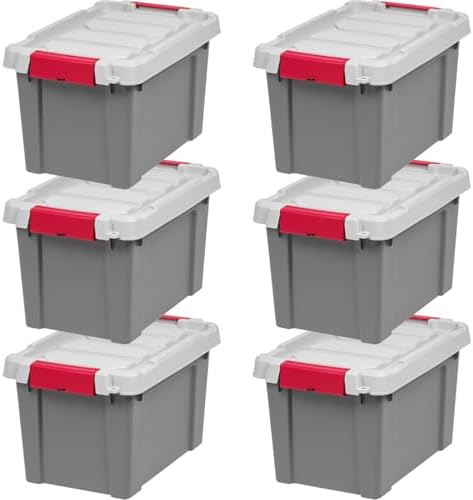 IRIS USA 6-Pack 5 Gal Heavy Duty Lockable Storage Totes with lids, Gray