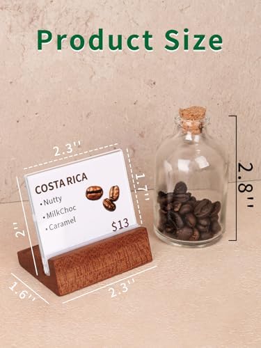 6 Pack Mini Acrylic Sign Holder with Wood Base 2.36x1.97 Inch