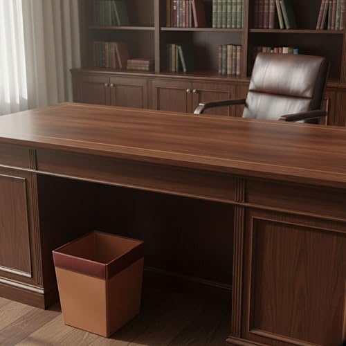 Dacasso Mocha Leather Waste Basket