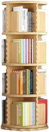 GAMAK Rotating Bookshelf Kids Bookshelf with Storage Small Bookshelf 360 Display 2-4 Tier Floor Standing Bookcase Used in Bedrooms Study Room (Size : Lace Edge, Color : Four)