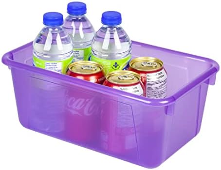 Storex Small Cubby Bins – Plastic Storage Containers for Classroom, 12.2 x 7.8 x 5.1 inches, Candy Violet, 5-Pack (62478A05C)