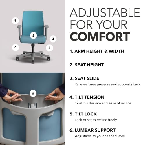 HON Ignition 2.0 Low Back Ergonomic Office Chair, Desk Chair, Sky