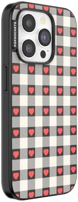 PopSockets iPhone 15 Pro Phone Case with MagSafe- Heartbreak Gingham