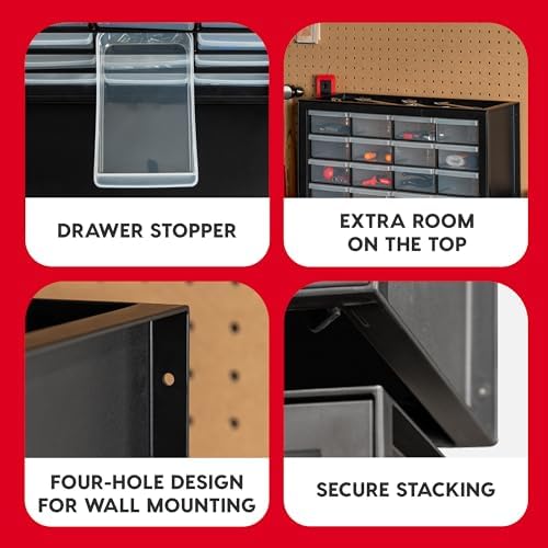 IRIS USA 24-Drawer Plastic Storage Cabinet, Teacher Toolbox, Garage, Black