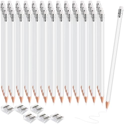 120 PCS Erasable Colored Pencils with Eraser Pre Sharpened Pencil 2 HB - Ideal for Checking, Grading, Tests & Office/School Supplies (White)