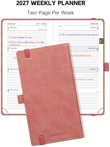2027 Pocket Calendar for Purse, 6.5" x 3.5", Mini Weekly Planner