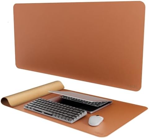 Mydours 40" x 20" Extra Large Desk Mat, PU Leather & Cork Desk Pad, (Brown)